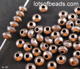 Tiny Copper Ribbed spacer bead